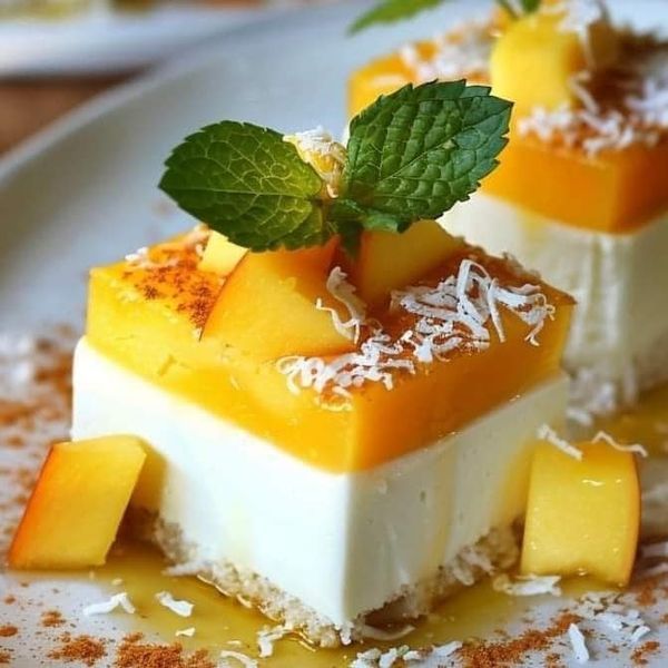 Mango & Coconut Panna Cotta Short bread Cake