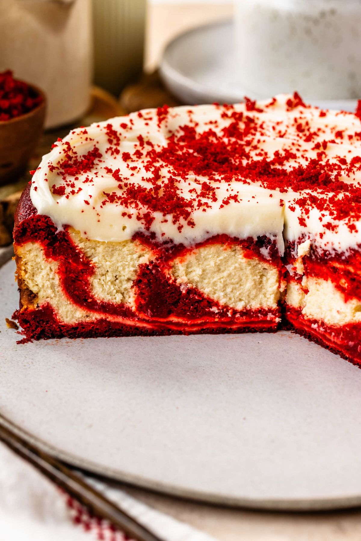 White Chocolate & Red Velvet Cheese Cake