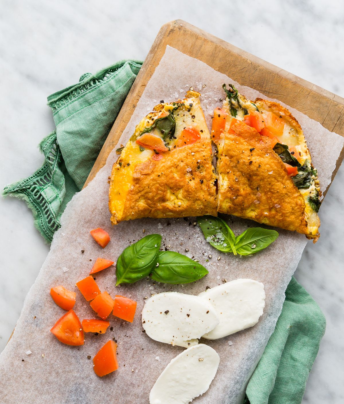 Tomato Basil Mozzarella Omelette